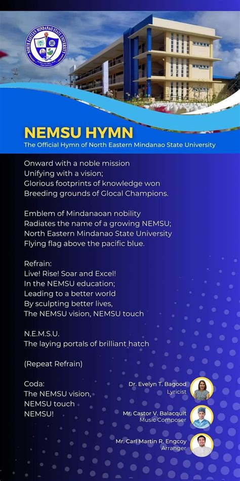 nemsu hymn lyrics pdf|North Eastern Mindanao State University .
